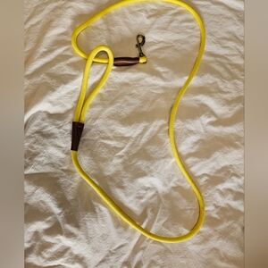 6ft leather handle 1/2 inch rope Yellow Dog Leash